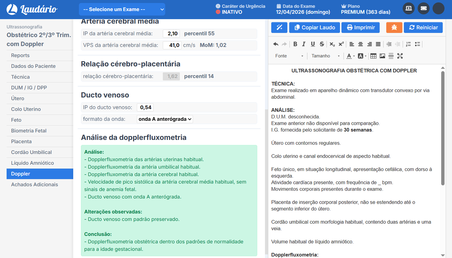Calculadora Doppler ObstÃ©trico