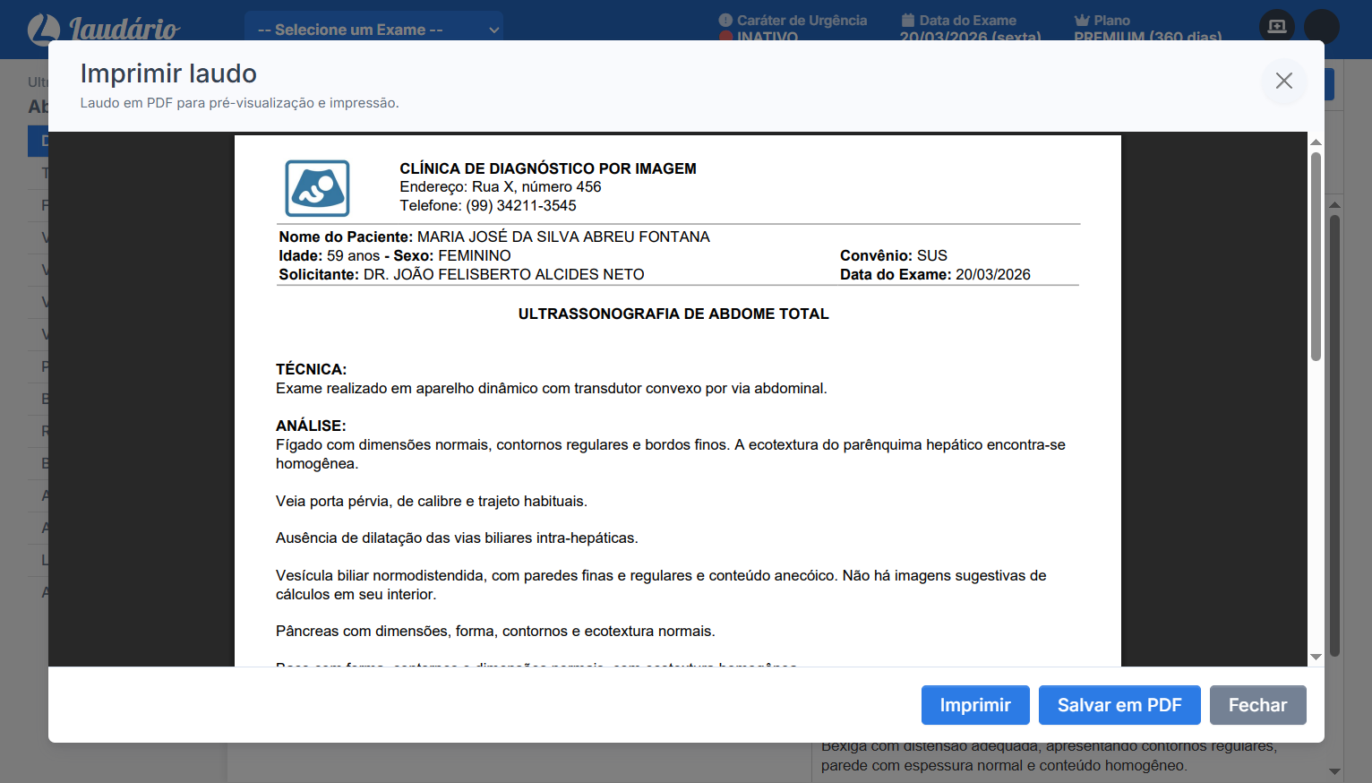 CabeÃ§alho personalizado do laudo