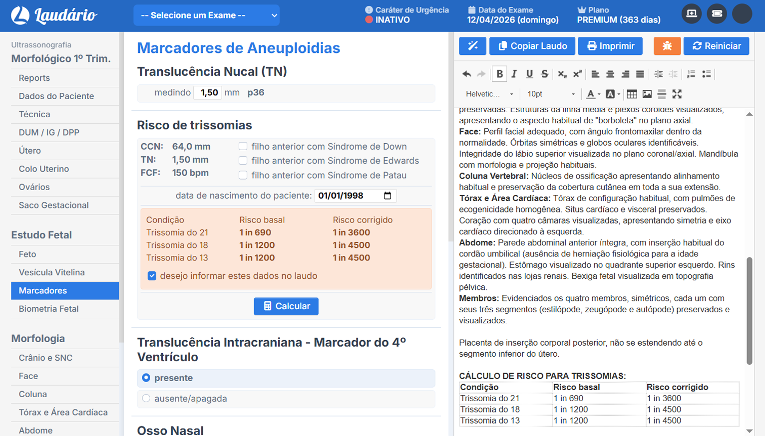 CÃ¡lculo automÃ¡tico de trissomias